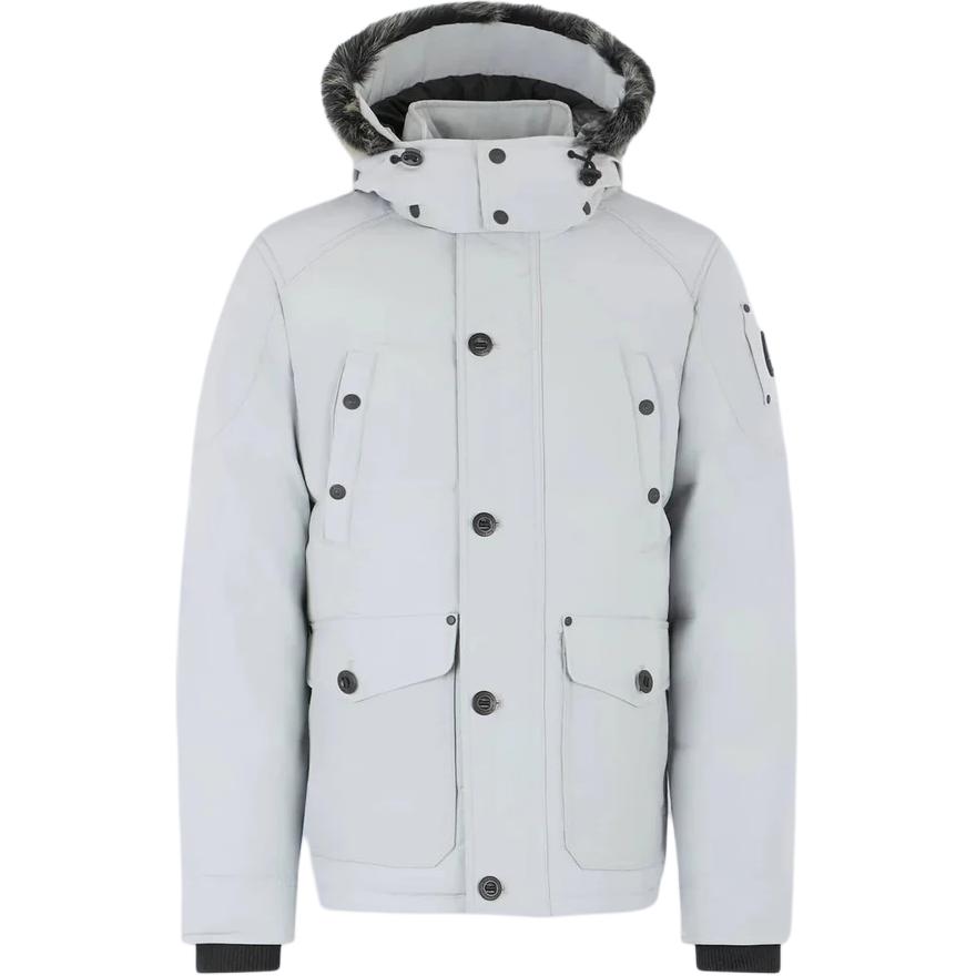 Moose Knuckles Onyx Round Island Shearling Hooded Jacket  Grey M33MJ122S-1181