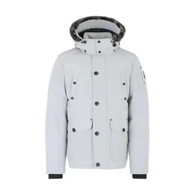 Moose Knuckles Onyx Round Island Shearling Hooded Jacket Grey M33MJ122S-1181
