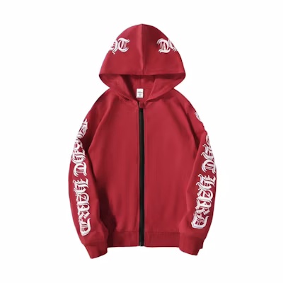 Moose Knuckles Red Zip-Up Hoodie Jacket with Logo Trim M19MB036-662