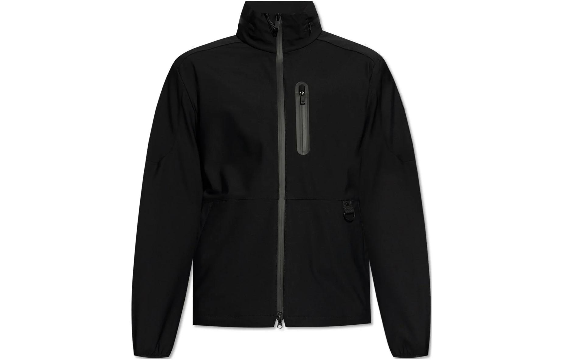 Moose Knuckles Rubber Logo Zip-Up Jacket Black () M14MJ1300-292