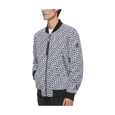 Moose Knuckles Scissor All-Over Print Zip-Up Bomber Jacket Black M11MB025H