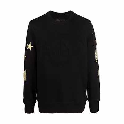 Moose Knuckles Scissor FW22 Logo Embossed Pullover Sweatshirt Black () M32MS675G-292