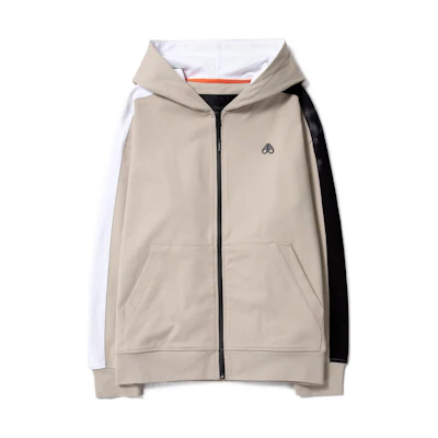Moose Knuckles Scissor FW22 Logo Hoodie with Side Stripes Beige Mens Jacket M12MS636-128
