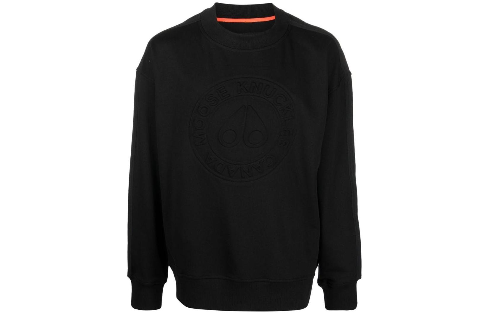 Moose Knuckles Scissor Logo Crewneck Sweatshirt SS22 Black Long Sleeve M32MS623292