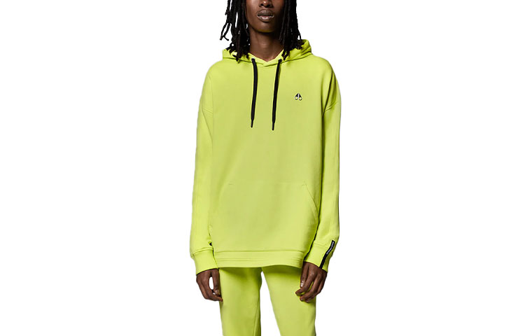 Moose Knuckles Scissor Logo FW21 Unisex Solid Yellow Drawstring Hoodie M31MS608-694