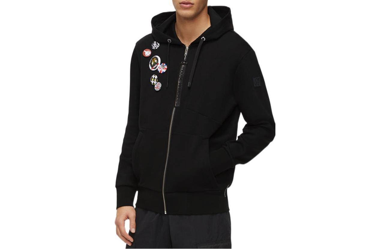 Moose Knuckles Scissor Logo SS22 Black Zip Hoodie Jacket Men’s Loose Fit M11MS607