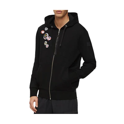 Moose Knuckles Scissor Logo SS22 Black Zip Hoodie Jacket Men’s Loose Fit M11MS607
