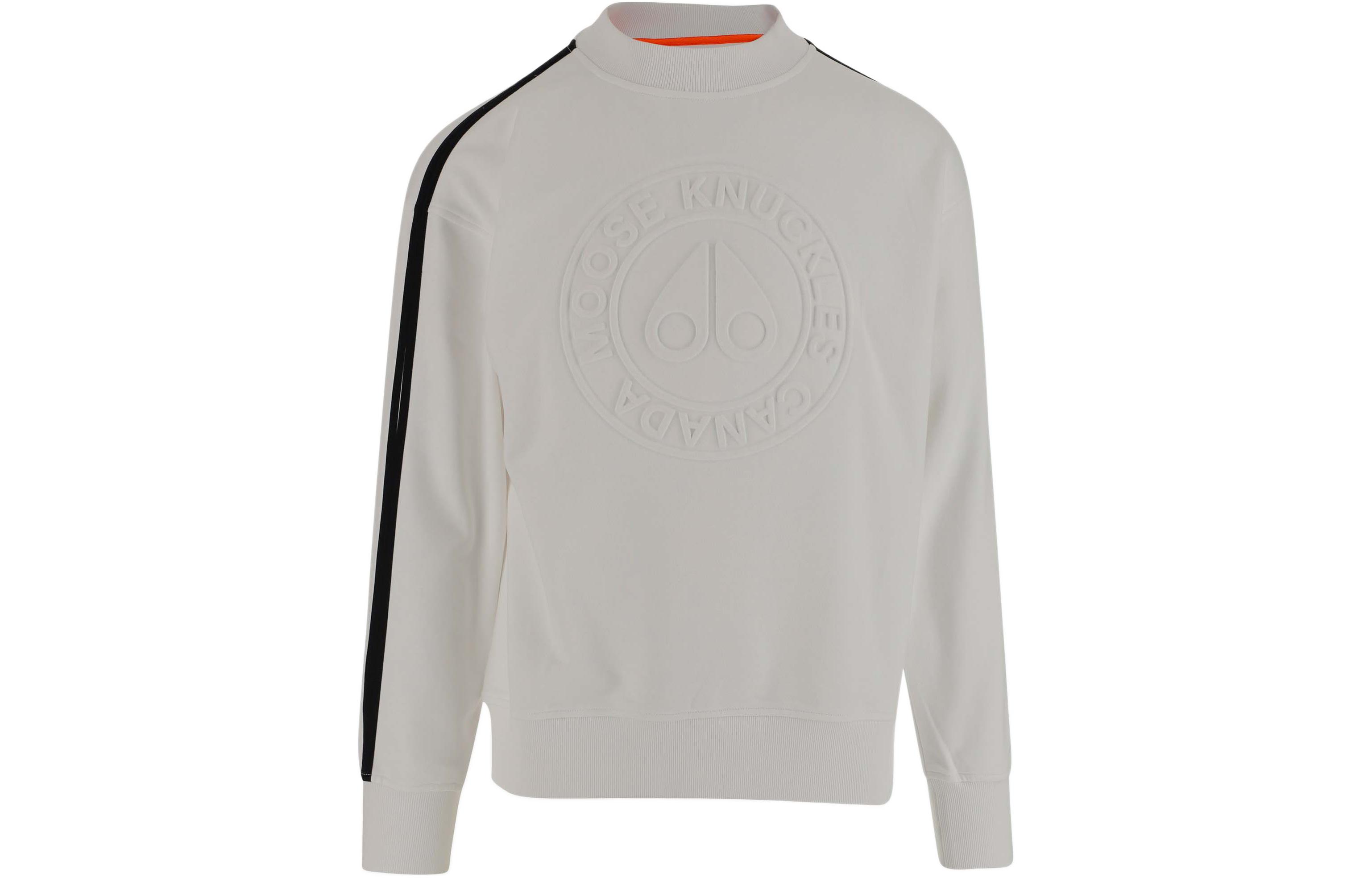 Moose Knuckles Scissor Logo Sweatshirt FW22 Grey Striped Crewneck M32MS623160