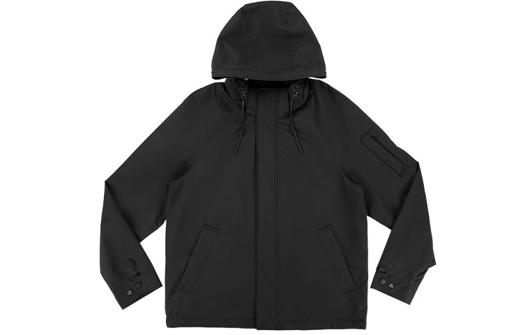 Moose Knuckles Scissor SS21 Solid Drawstring Zip Hoodie Jacket Black Male M11MJ110-292