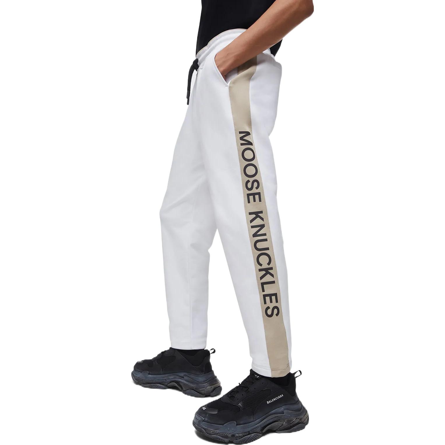 Purchase Moose Knuckles SS22 白色直筒裤徽标印花休闲裤 M12MR782-WHITE