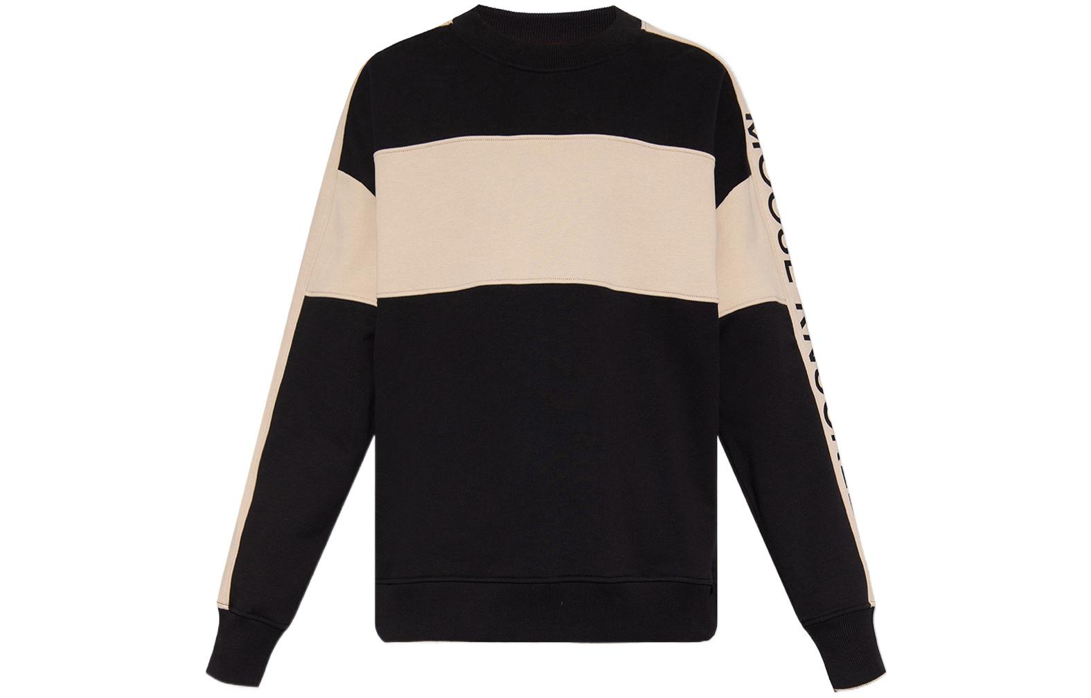 Moose Knuckles Scissor SS22 Colorblock Graphic Crewneck Sweatshirt Black Men M12MS632-292