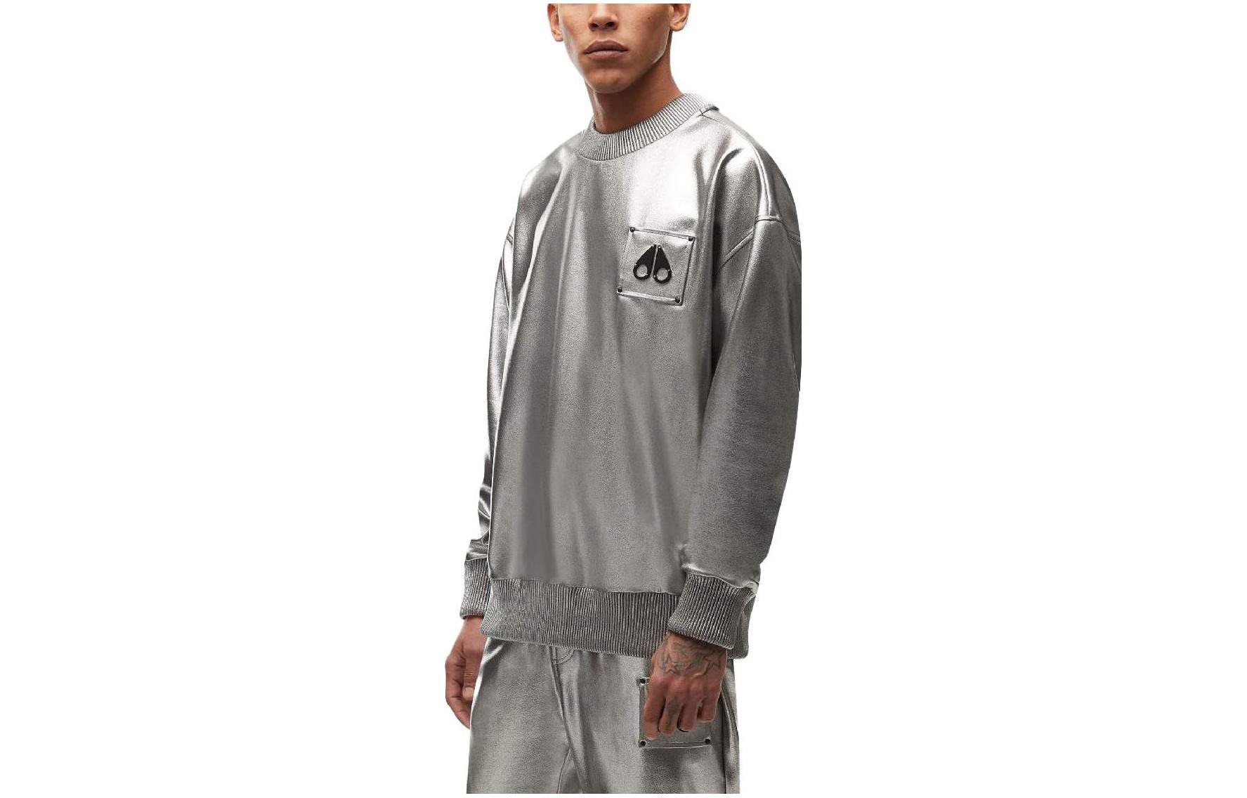 Moose Knuckles Silver Solid Color Hoodie M13US666-HM8