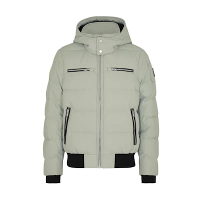 Moose Knuckles Slim Fit Colorblock Pilot Jacket with Hood Light Green M32MB0051-187
