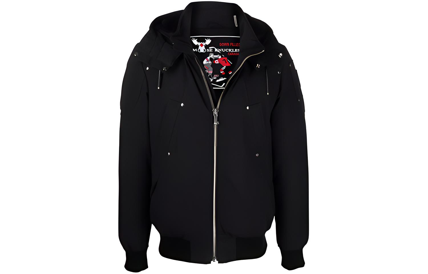 Moose Knuckles Small Scissor FW21 Logo Zip Jacket Black M31MB000N-545