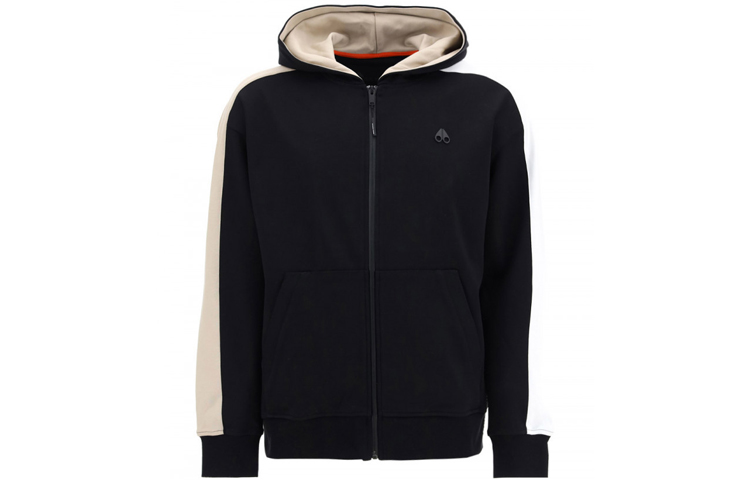 Moose Knuckles Small Scissor FW22 Logo Hoodie with Side Stripes Black M12MS636-292