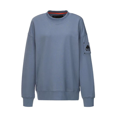 Moose Knuckles Small Scissor FW22 Logo Patch Relaxed Pullover Sweatshirt Blue M32US663-956
