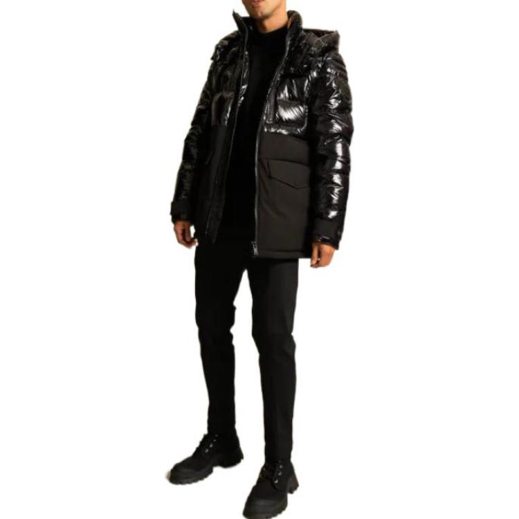 Lookbook Moose Knuckles Jaket Pria Small Scissor FW22 Solid Zip Down Hitam. M32MJ139-292