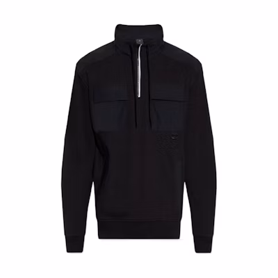 Moose Knuckles Solid Black Zip-Up Stand Collar Sweatshirt M13MS699-0292