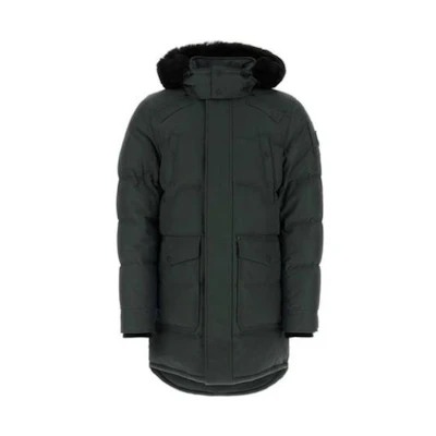 Moose Knuckles Solid Color Long Down Jacket Deep Green. M33MP210S-305