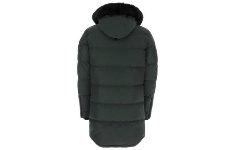 Lookbook 무스 너클스 솔리드 컬러 롱 다운 자켓 딥 그린. M33MP210S-305