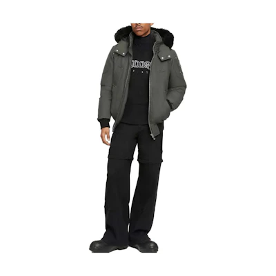 Moose Knuckles Solid Color Zip Hoodie Jacket Gray M32MB000S-1197