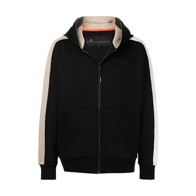 Moose Knuckles Solid Logo Patch Hooded Jacket Men’s Black 18101636