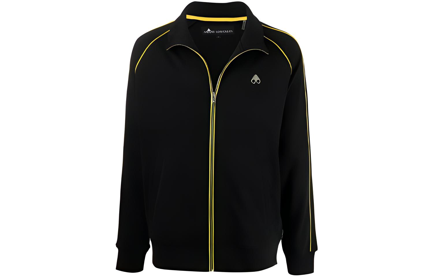 Moose Knuckles SS21 Black Logo Stand Collar Zip Jacket M11MS620-292