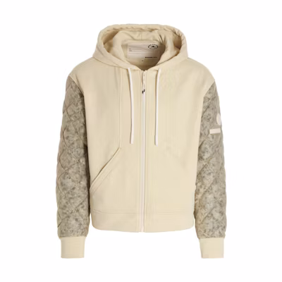 Moose Knuckles SS22 Beige Colorblock Zip Hoodie with Asymmetrical Pockets M12MS610E934