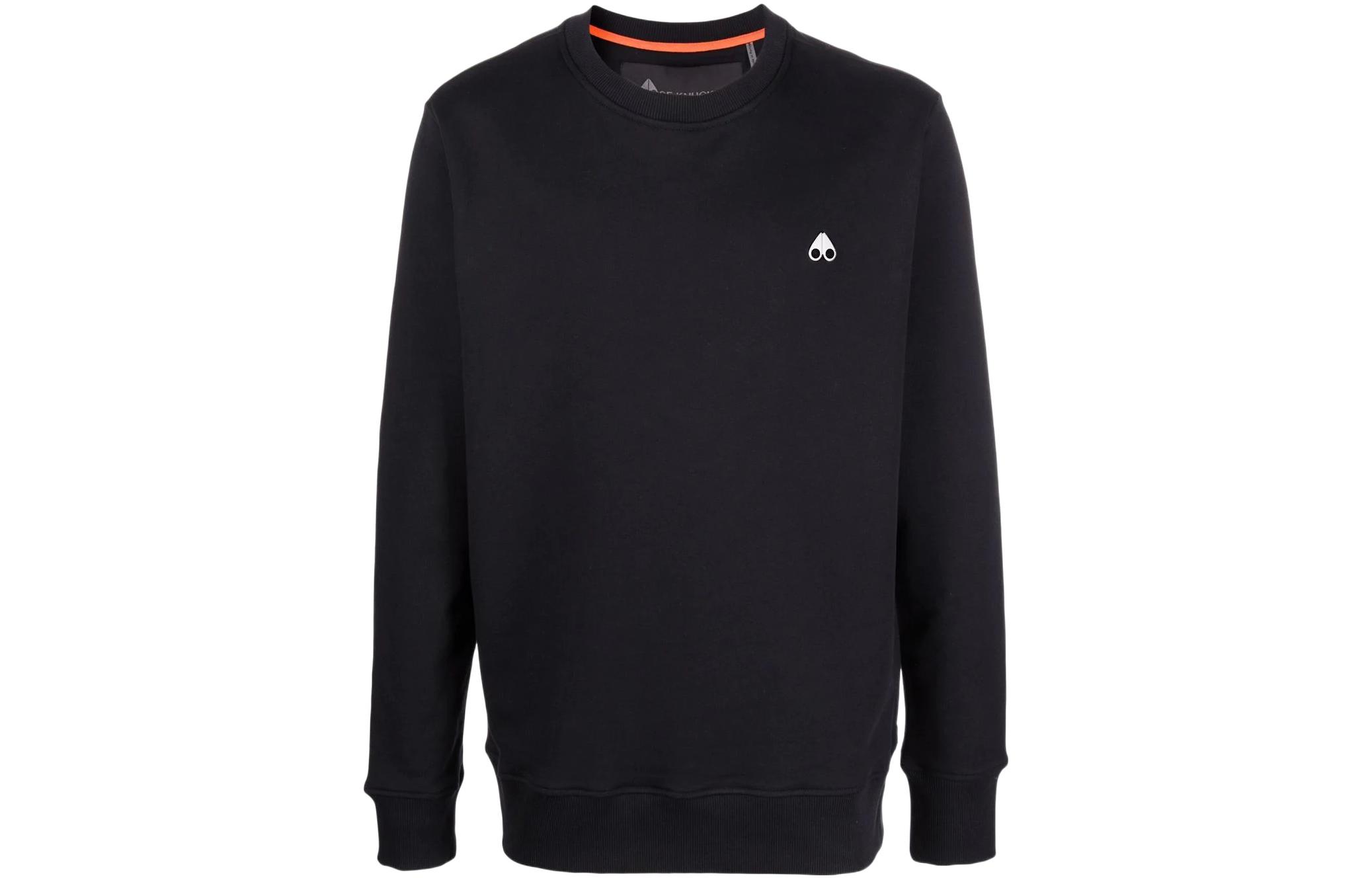 Moose Knuckles SS22 Black Logo Crewneck Pullover Sweatshirt Men M12MS605-292