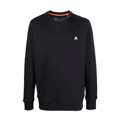 Moose Knuckles SS22 Black Logo Crewneck Pullover Sweatshirt Men M12MS605-292