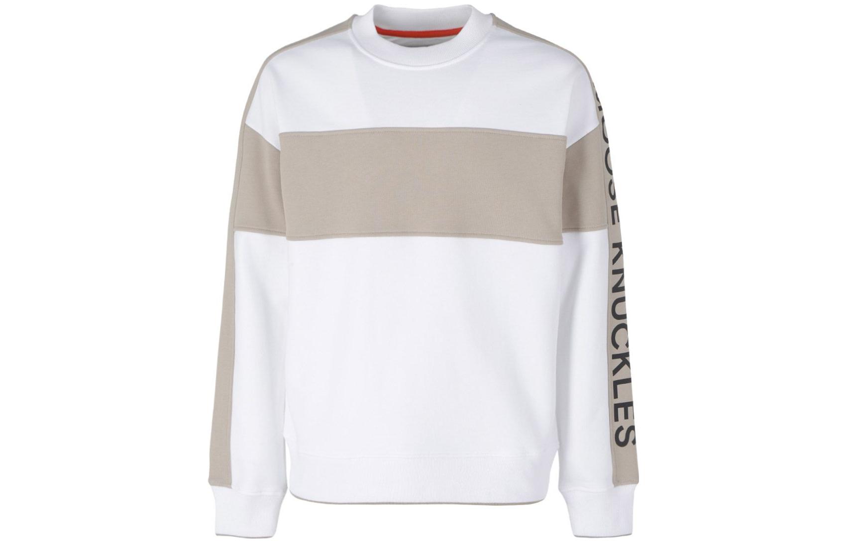 Moose Knuckles SS22 Logo Crewneck Long Sleeve Sweatshirt White - M12MS632160