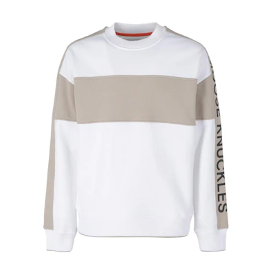 Moose Knuckles SS22 Logo Crewneck Long Sleeve Sweatshirt White - M12MS632160