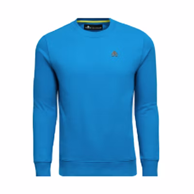 Moose Knuckles SS22 Solid Metal Logo Cotton Pullover Sweatshirt Blue Mens M11MS605
