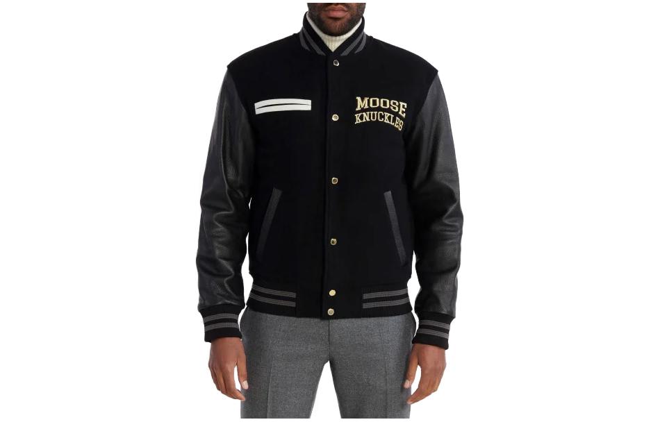 Moose Knuckles SS23  Black Letter Patch Single-Breasted Jacket. M33MB025G-940