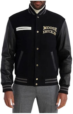 Moose Knuckles SS23 黑色字母贴补单排扣夹克. M33MB025G-940 Order Moose Knuckles SS23 黑色字母贴补单排扣夹克. M33MB025G-940