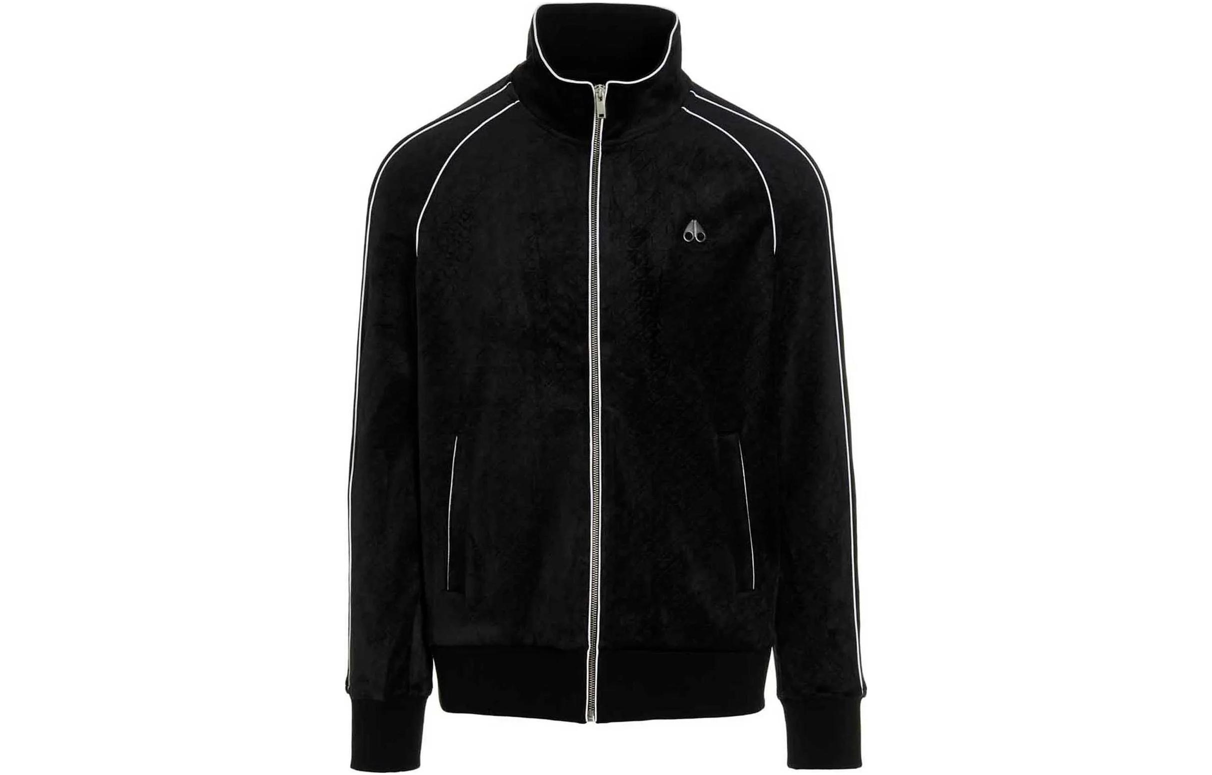 Moose Knuckles SS23 Black Zip-Up Long-Sleeve Sweatshirt M32MS678H-1062