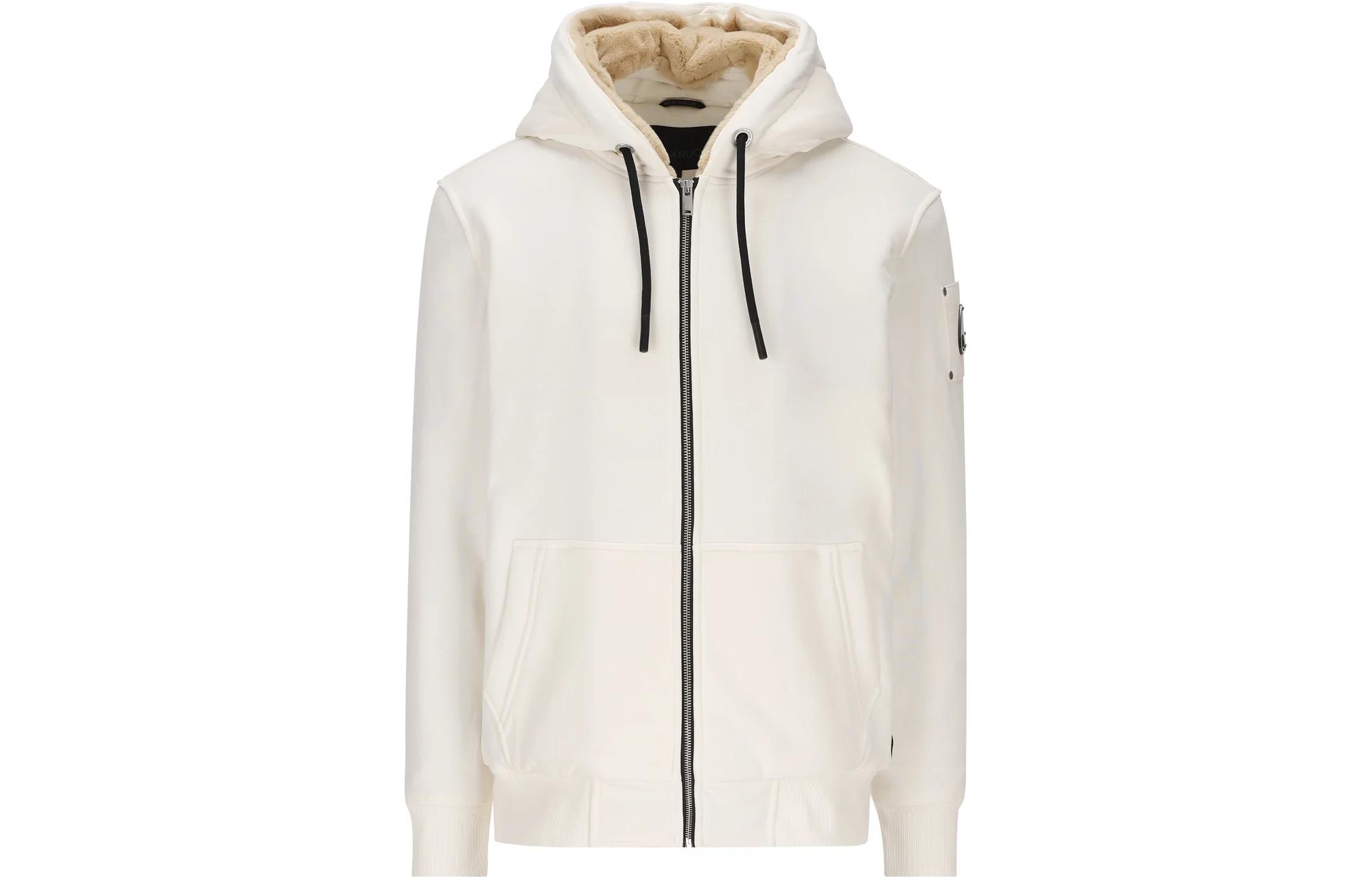 Moose Knuckles SS23 Classic Bunny White Zip Hoodie Jacket Unisex M32MS600-1236