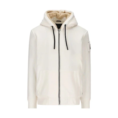 Moose Knuckles SS23 Classic Bunny White Zip Hoodie Jacket Unisex M32MS600-1236