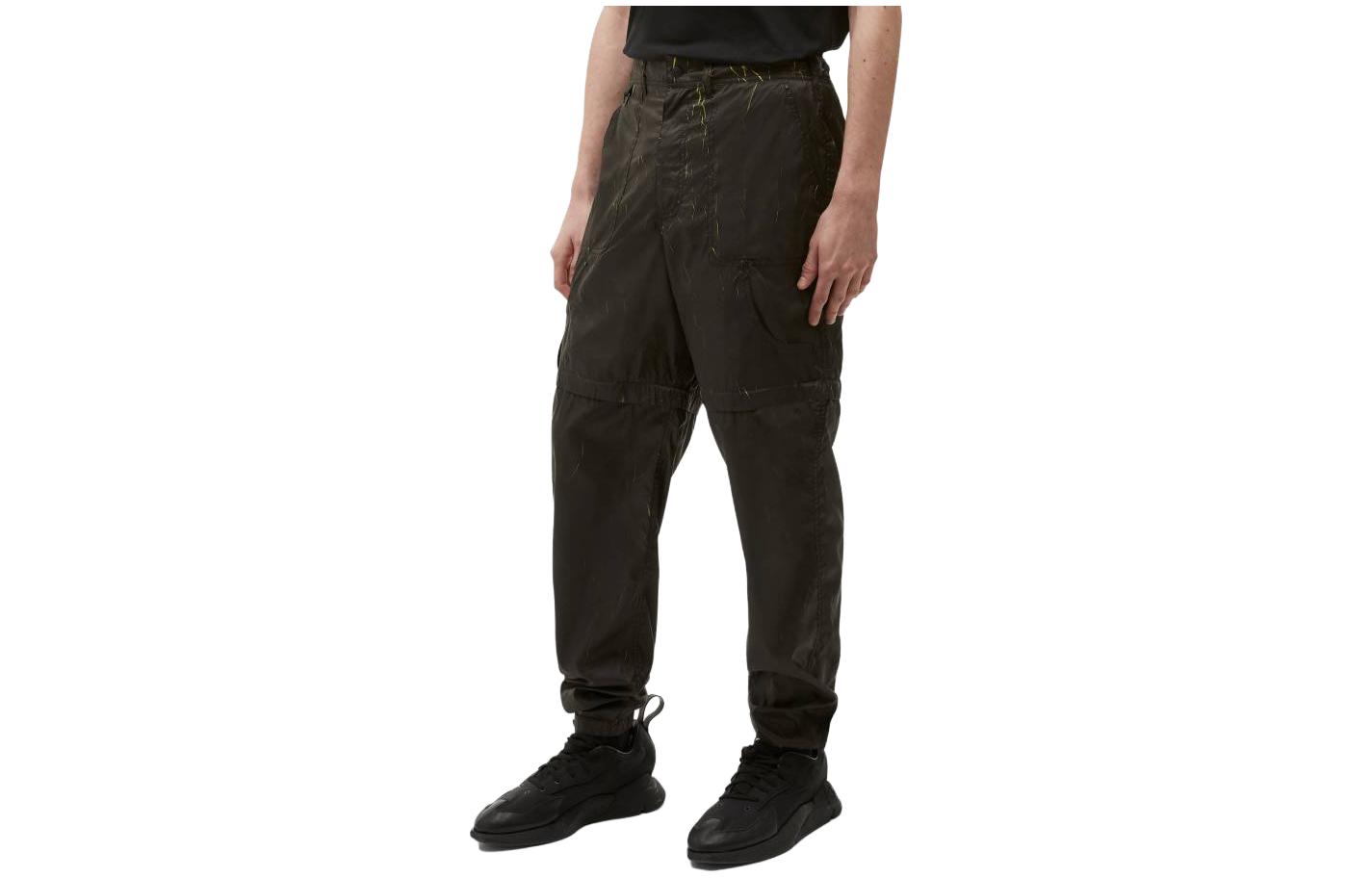 Moose Knuckles SS23 Crinkle Relaxed Waterproof Detachable Pants Black Mens. M13MR782H3