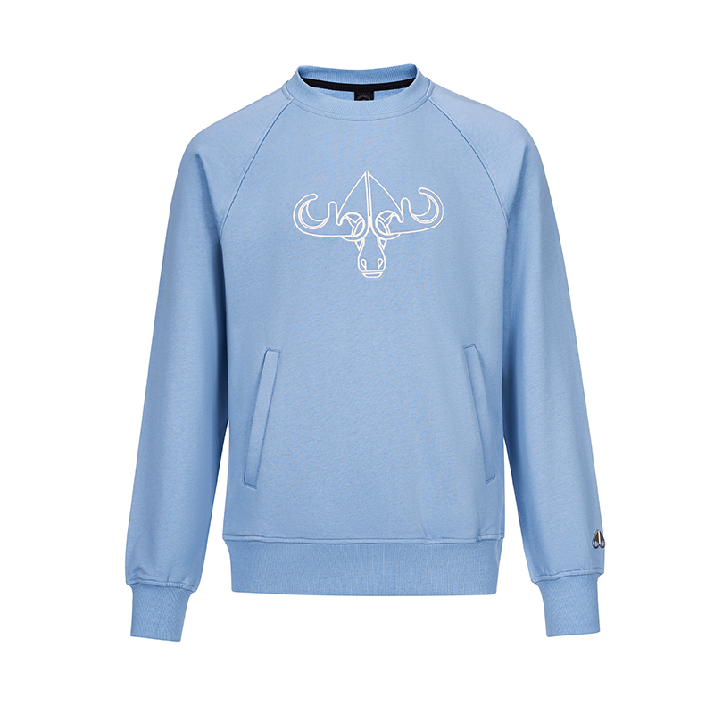 Moose Knuckles SS23 Grey Blue Casual Loose Pullover Sweatshirt M13MS613-BLU