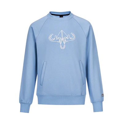 Moose Knuckles SS23 Grey Blue Casual Loose Pullover Sweatshirt M13MS613-BLU