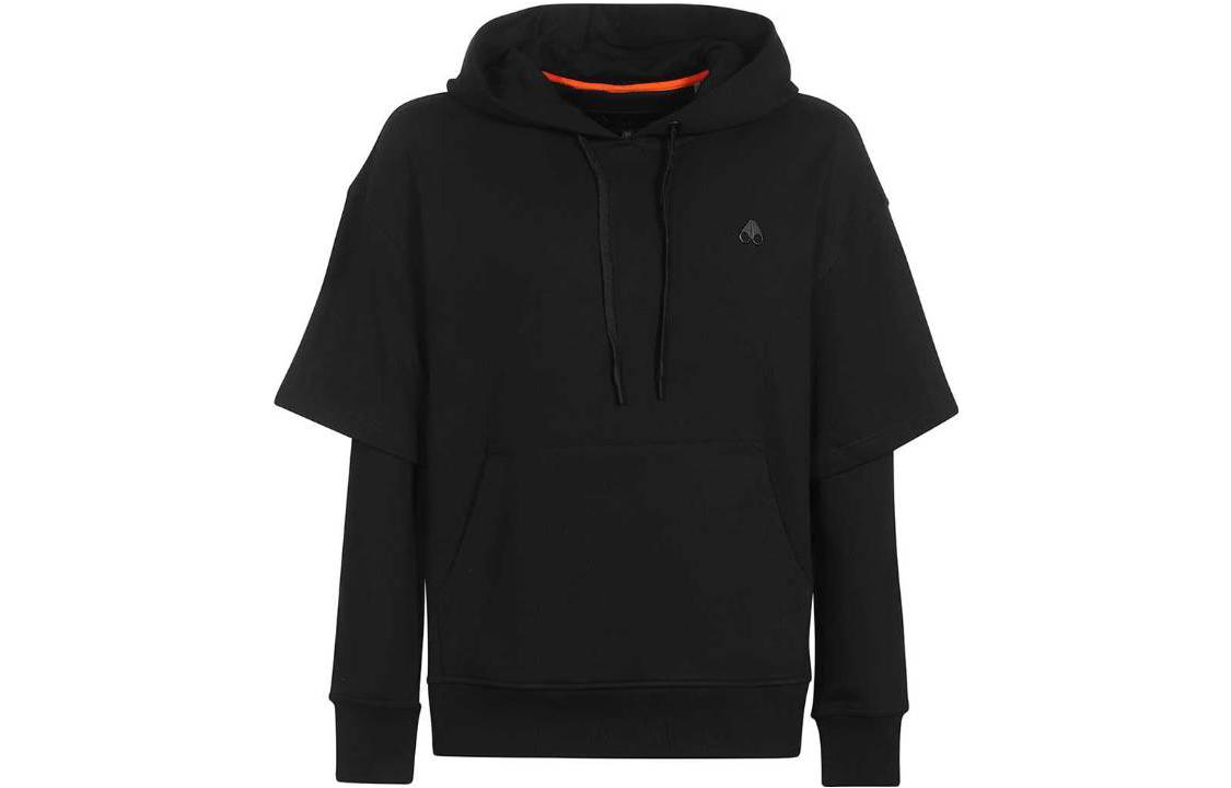 Moose Knuckles SS23 Logo Print Pullover Hoodie Black M32MS649-292