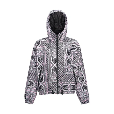 Moose Knuckles SS23 Paisley Full-Print Zip Hoodie Jacket Grey M13MJ112HM