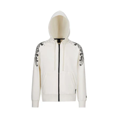 Moose Knuckles SS23 Paisley Print Unisex White Hoodie Jacket M13MS628