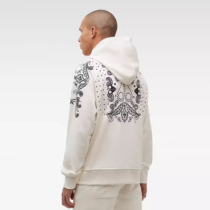 Details for ムースナックルズ SS23 ペイズリープリント ユニセックス ホワイトパーカー M13MS628