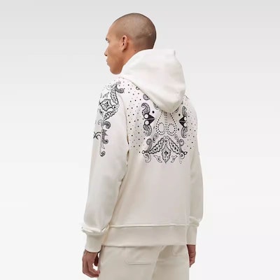 ムースナックルズ SS23 ペイズリープリント ユニセックス ホワイトパーカー M13MS628 Details for ムースナックルズ SS23 ペイズリープリント ユニセックス ホワイトパーカー M13MS628