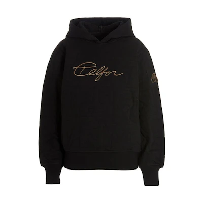 Moose Knuckles SS23 Quilted Logo Hooded Sweatshirt Black () M31US694T-292