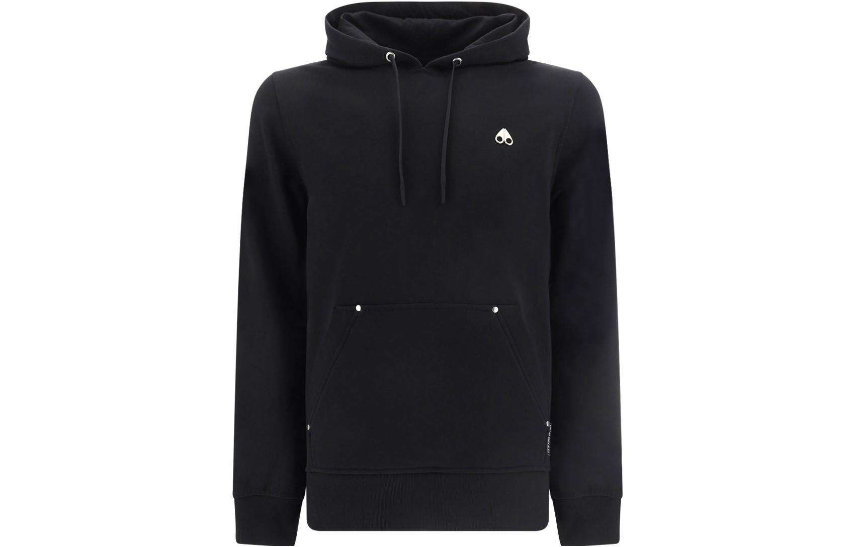 Moose Knuckles SS23 Solid Color Hoodie with Large Pockets - Black M13MS615-292