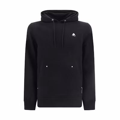 Moose Knuckles SS23 Solid Color Hoodie with Large Pockets - Black M13MS615-292