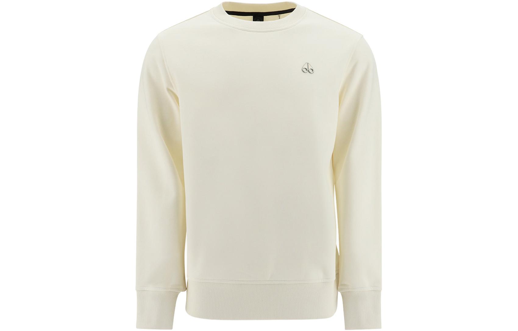 Moose Knuckles SS23 Solid Color Long Sleeve Sweatshirt White () M13MS6121-103